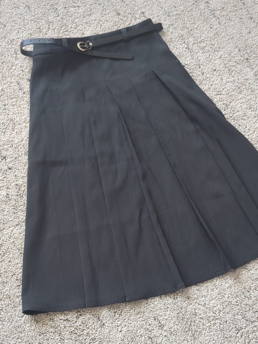 Black Pleated A-Line Women's Skirt